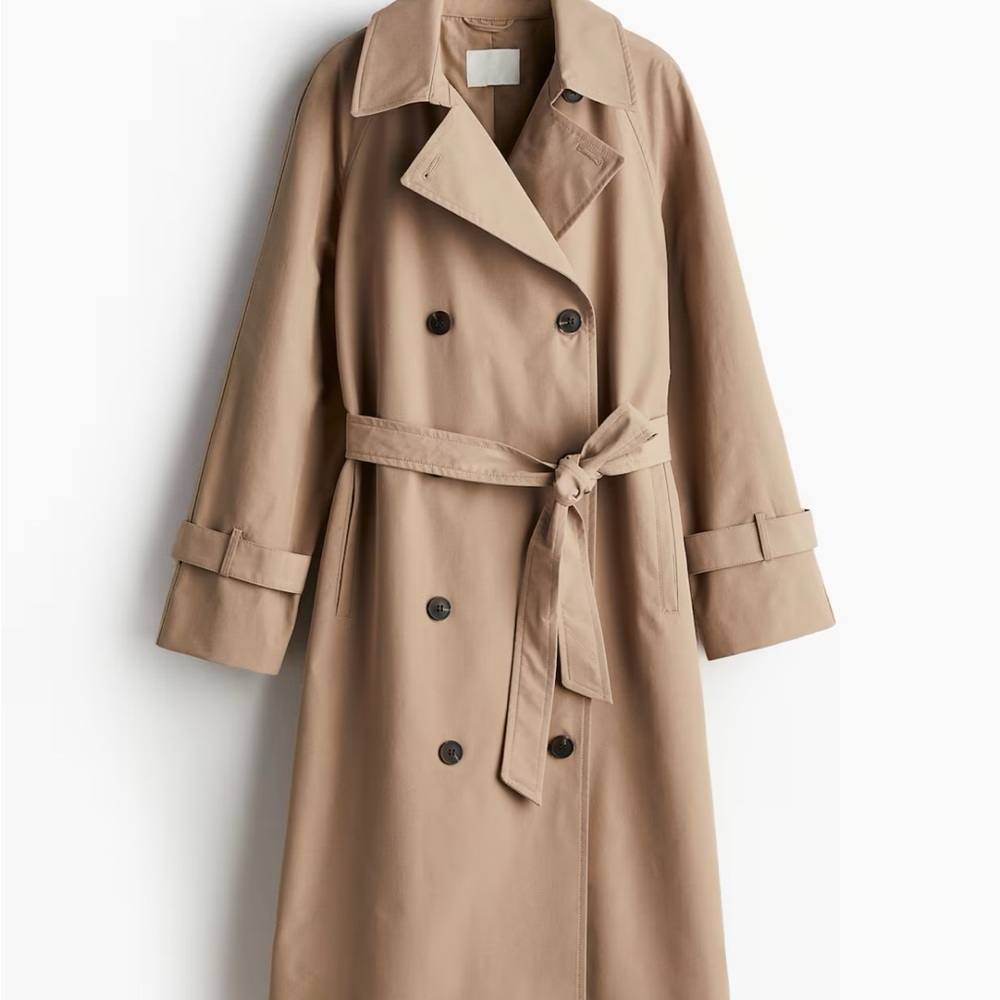 NWT H&M Double Breasted Trench Jacket Beige Size XS